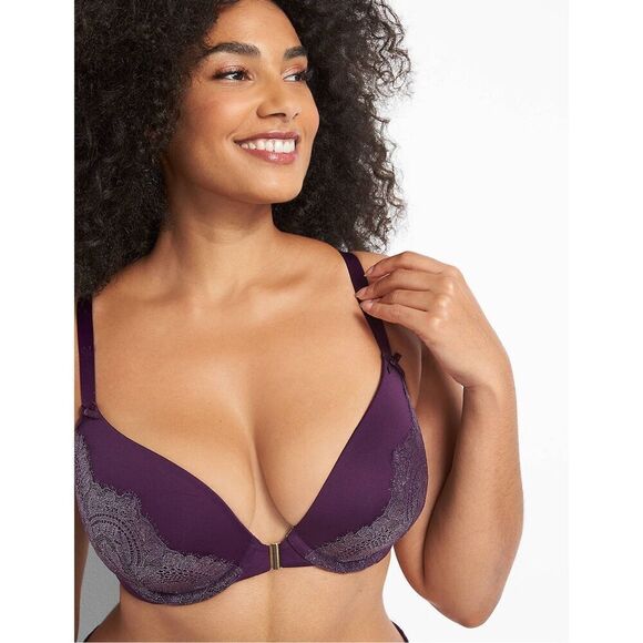 ✨Cacique Strappy Boost Plunge Sz 38DD Purple Bra✨ - Picture 1 of 11